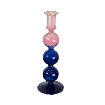 Kandelaar Bubbel roos-blauw