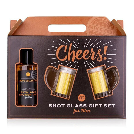 Herenset Met  2 Shotglazen - shower gel 