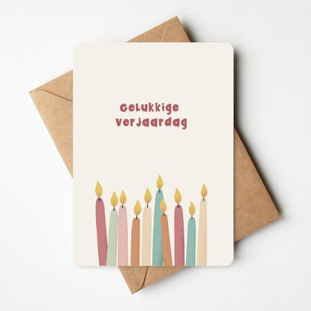 Wenskaart kaarsjes - gelukkige verjaardag