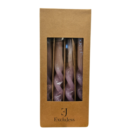 Kaars Gedraaid Paars - Rose - 4 stuks