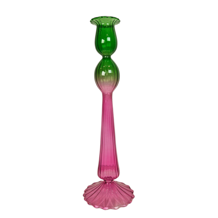 Kandelaar lang groen-roze